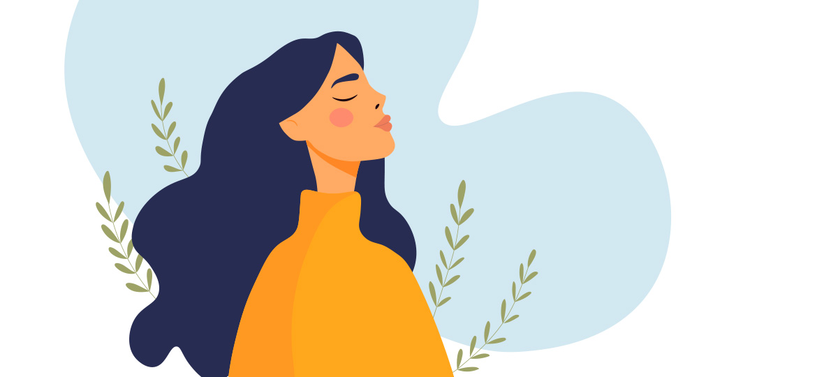 cartoon of calm woman