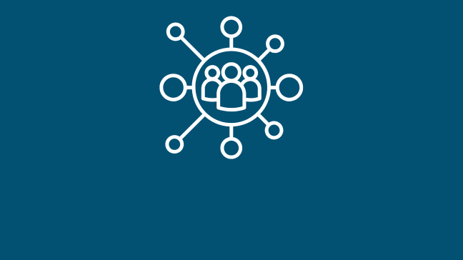 an icon of people connected through a web.